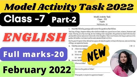 Class 7 English Model Activity Task February 2022 | Model Activity Task Class 7 February 2022lPart-2
