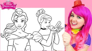Coloring Belle & Cinderella Disney Princess | Markers