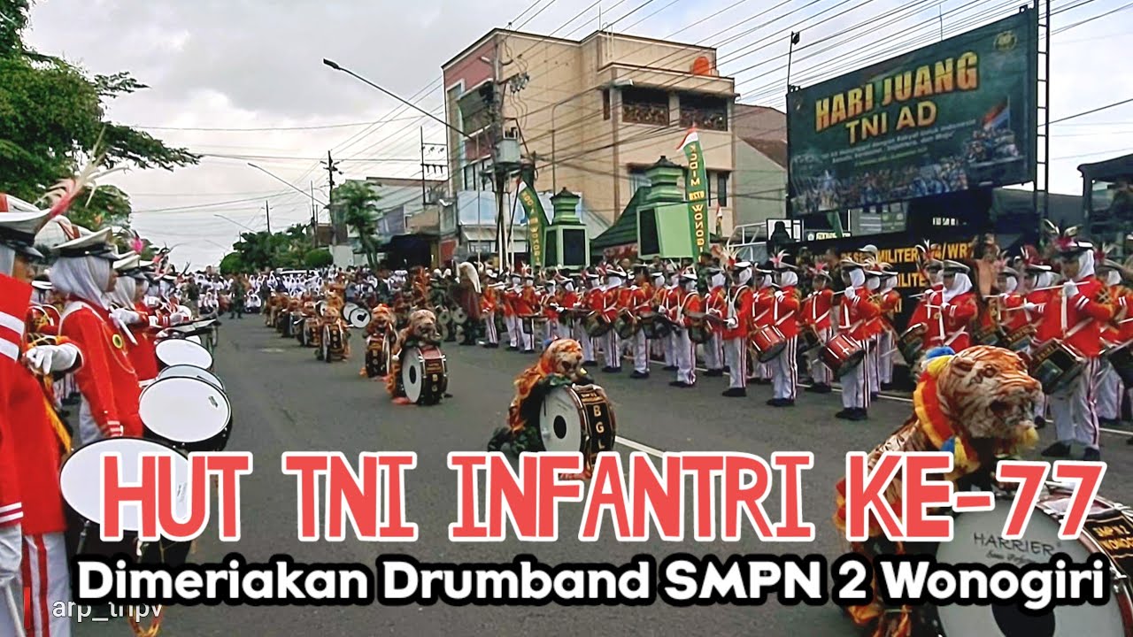 Drumband SMPN 2 Wonogiri  Meriahkan HUT INFANTRI ke-77 Di KODIM 0728 Wonogiri