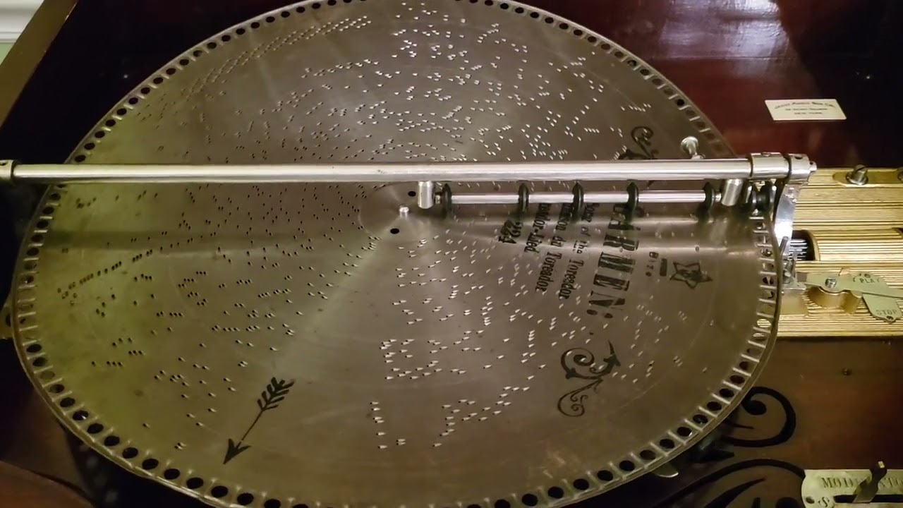 Mira 18.5" music box plays disc 224, "Carmen: Song of the Toreador"