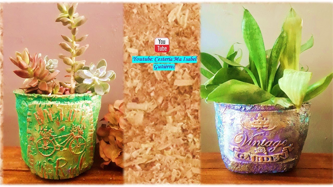 Mira que fácil hacer MACETAS CON ASERRÍN  How to make pots with sawdust