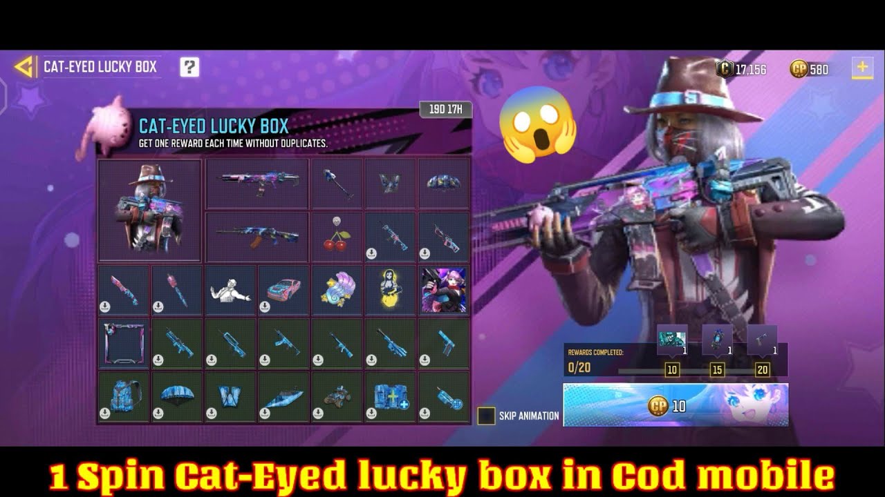 1 Spin Cat-Eyed lucky box in Cod mobile / CAT-EYED LUCKY BOX In Cod mobile / new emote codm