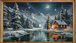 Cozy Winter by the River ❄️🏡 | 4K Snowfall Animation | Art Framed Screensaver | 2 Hrs screenshot 4