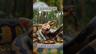 Python Snake Wrapped Around A Kitten