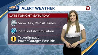 Video: Slick roads possible during snow, wintry mix