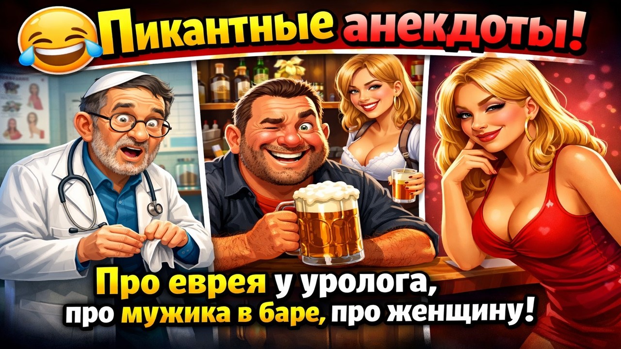 😂Пикантные анекдоты про еврея у уролога, про мужика в баре, про женщину