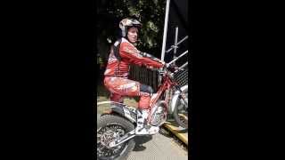 Dougie Lampkin going over the walk way at Goodwood 2013 Festival of Speed
