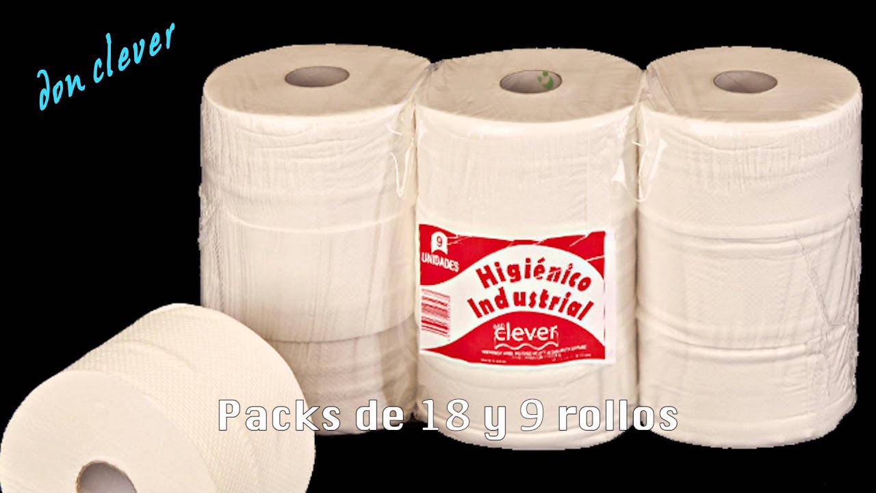 Rollo papel higiénico industrial pasta liso 100% virgen 2 capas 0/45  «DCP»400. Pack de 18 Uds - CESHSYMA