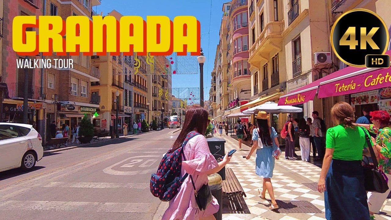 Beautiful Granada City Center Walking Tour ・Summer 2024 ・4K Spain・ No music, no talking• #POV