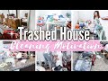 COMPLETE DISASTER CLEAN WITH ME | Speed Cleaning + Decluttering | Trashed House Cleaning Motivation