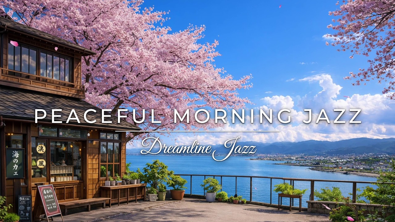Peaceful Morning Jazz 🌸 Seaside Coffee Shop Ambience & Relaxing Smooth ...