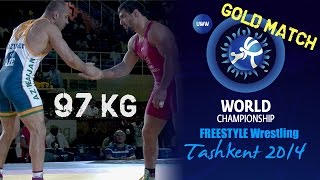 Gold Match - Freestyle Wrestling 97 kg - A. GADISOV (RUS) vs K. GAZYUMOV (AZE) - Tashkent 2014