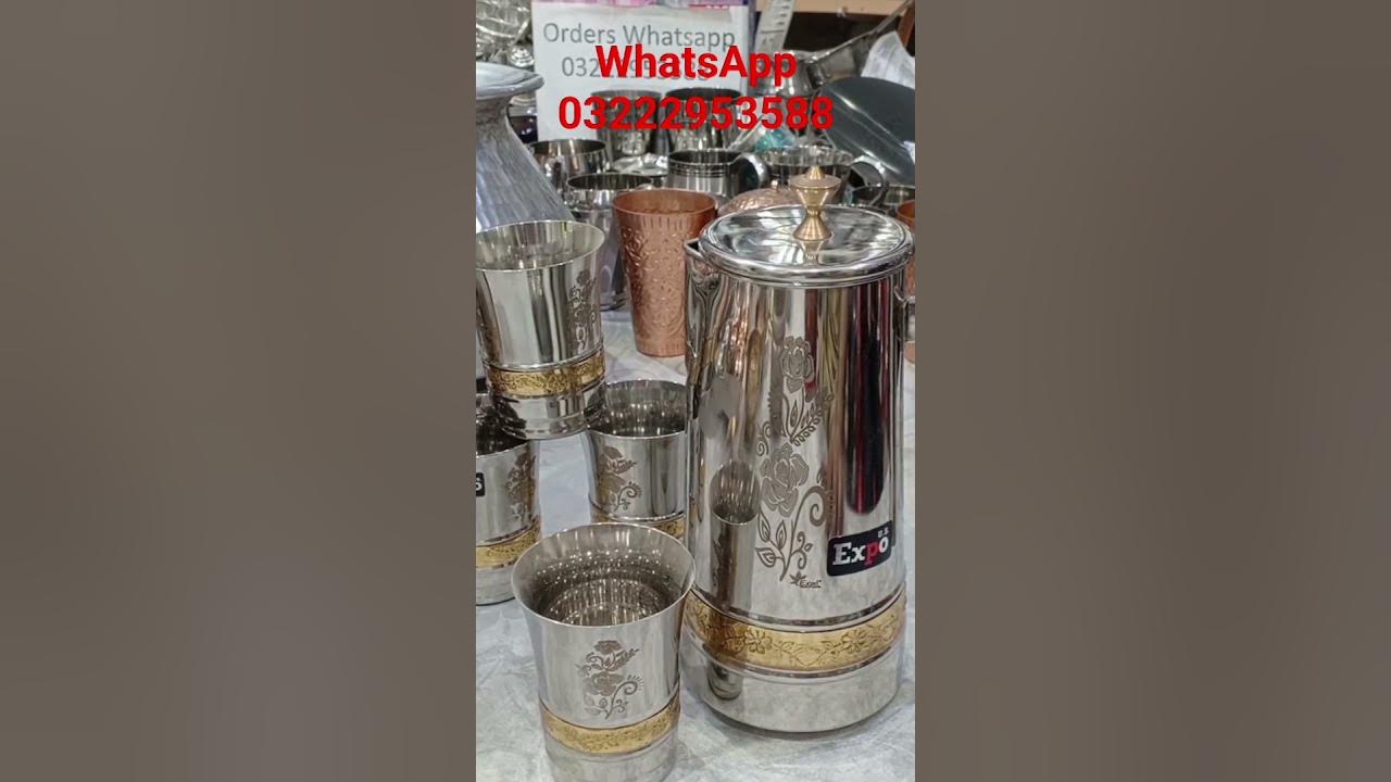 indian-steel-jug-glass-set-crockery-wholesale-market-india-ke-bartan