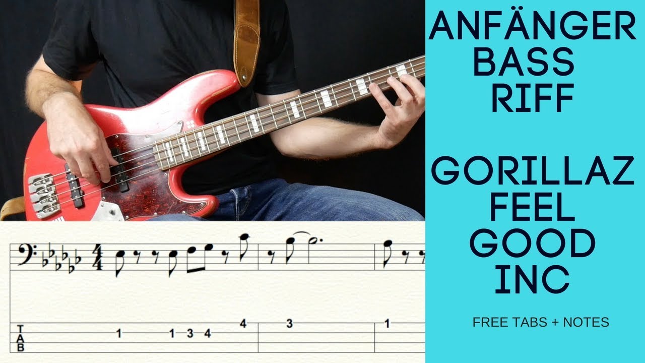 Beginner Bass Riff Gorillaz Feel Good Inc Free Tabs Youtube