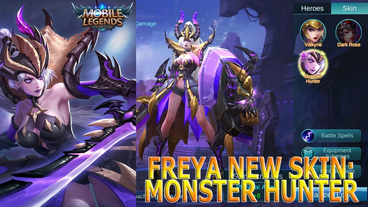 MOBILE LEGEND - FREYA NEW SKIN MONSTER HUNTER - YouTube
