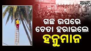 Ganjam Hanuman Artist Rescued After Collapsing On Tree In Ganjam Festival Sambad