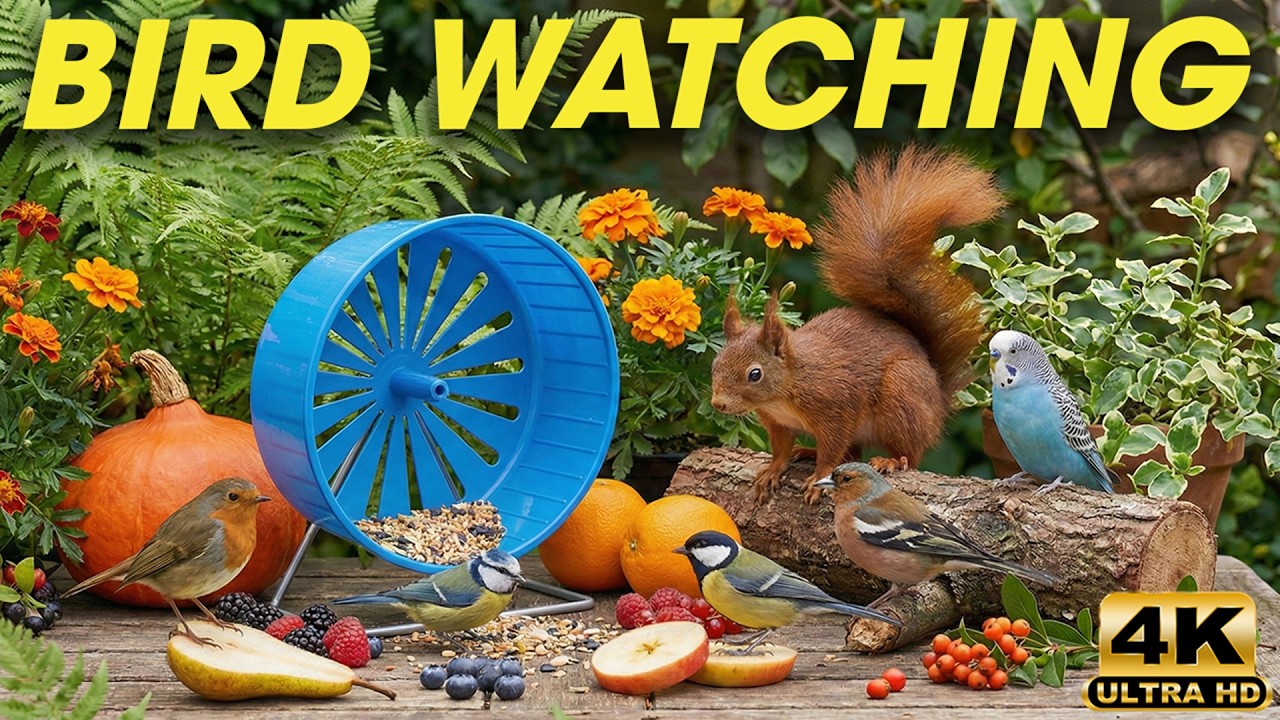 Cat TV for Cats to Watch 😺 Crazy Birds, Cute Chipmunks and Squirrels Playing 🐿️ 24 Hours 4K HDR