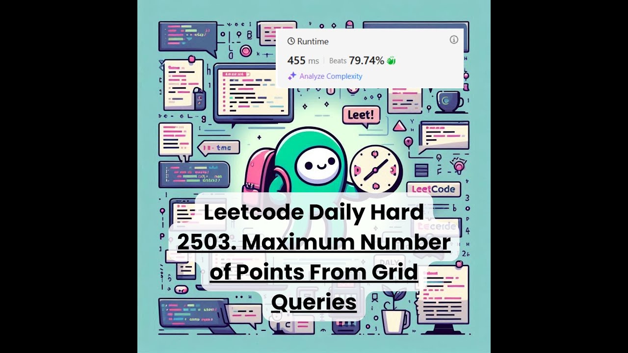 2503. Maximum Number of Points From Grid Queries [Hard] | Leetcode Daily | 3-27-25