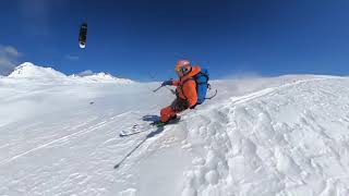 My best snowkiteday . Huge trip from Alvaneu to Davos in the Swiss mountains by kite. snowkiting screenshot 5