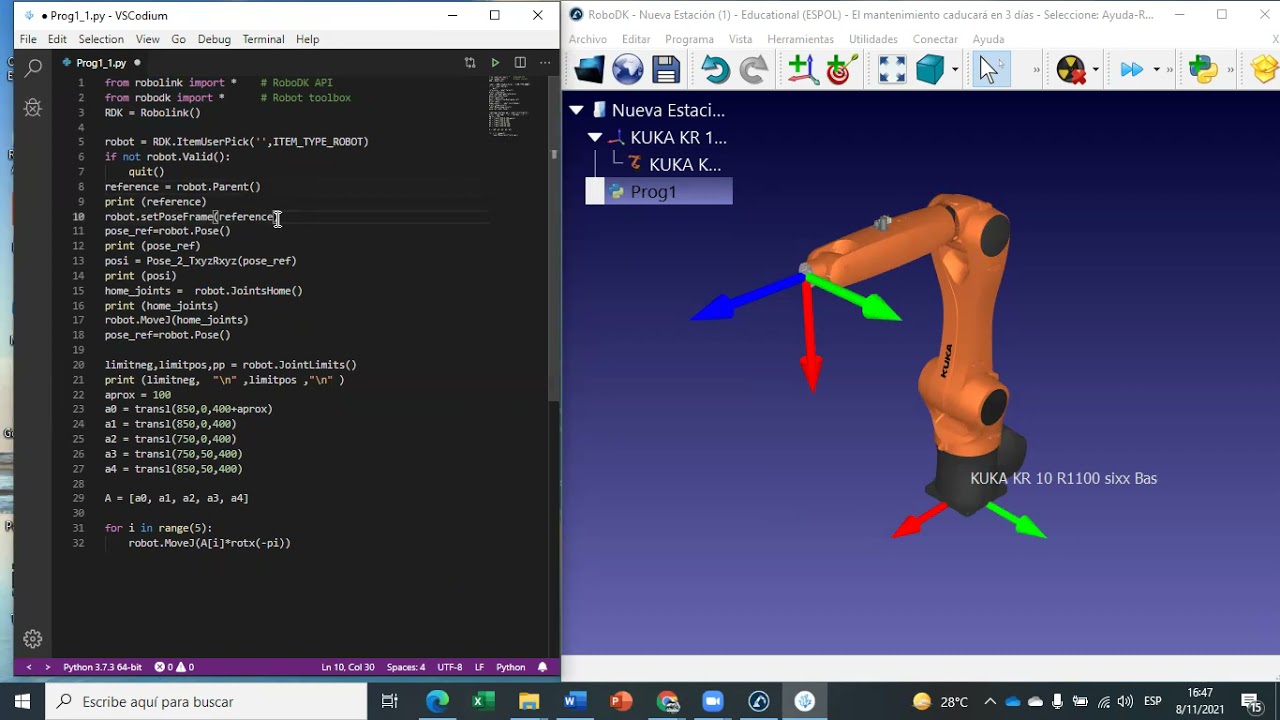 Programación de un movimiento en RobotDK con python - YouTube