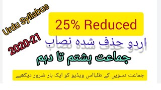 Urdu Syllabus reduced 25% for the year 2020-21 Class 10,9,8