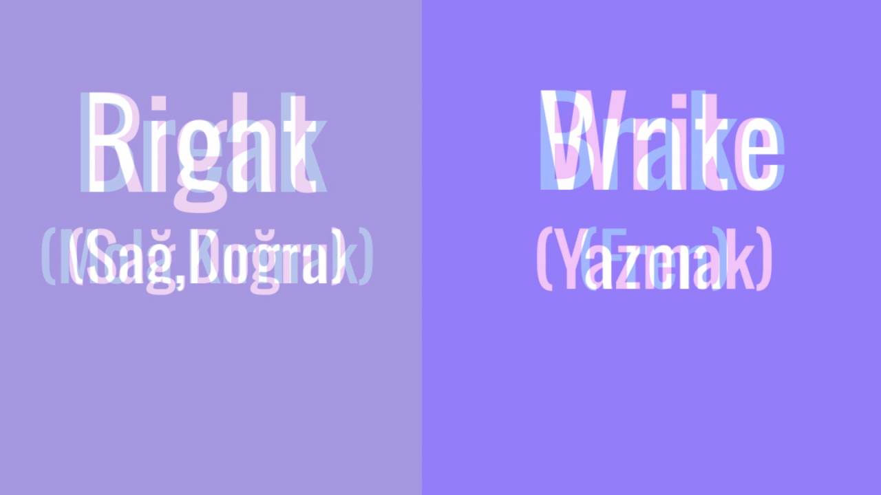 İngilizcede Sık Kullanılan Eş Sesli Kelimeler ve Anlamları - YouTube