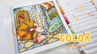 Color with me | Cozy Cuties by Coco Wyo - Book Shop | Ohuhu Alcohol Markers 🌦️☔💖