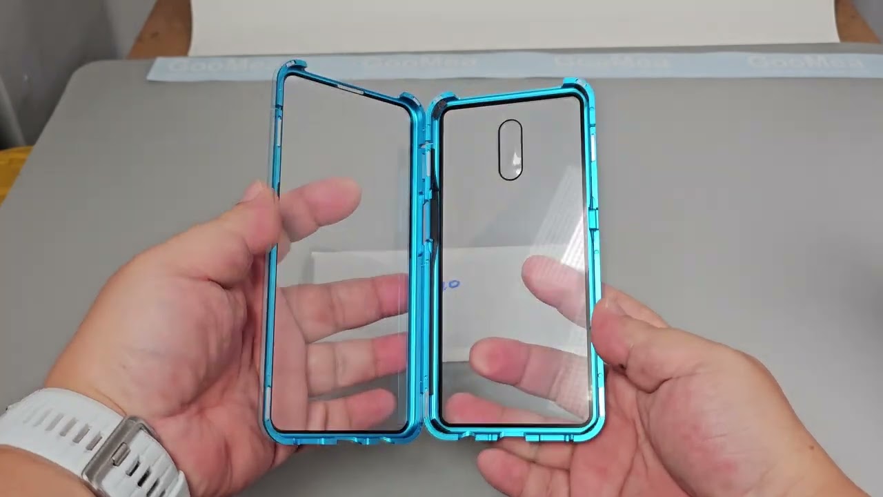 GMO出清特價現貨OPPO Reno 1代 6.4吋 雙面玻璃 金屬磁吸框 360度全面包覆 保護殼套 手機殼套 防摔殼套 藍色