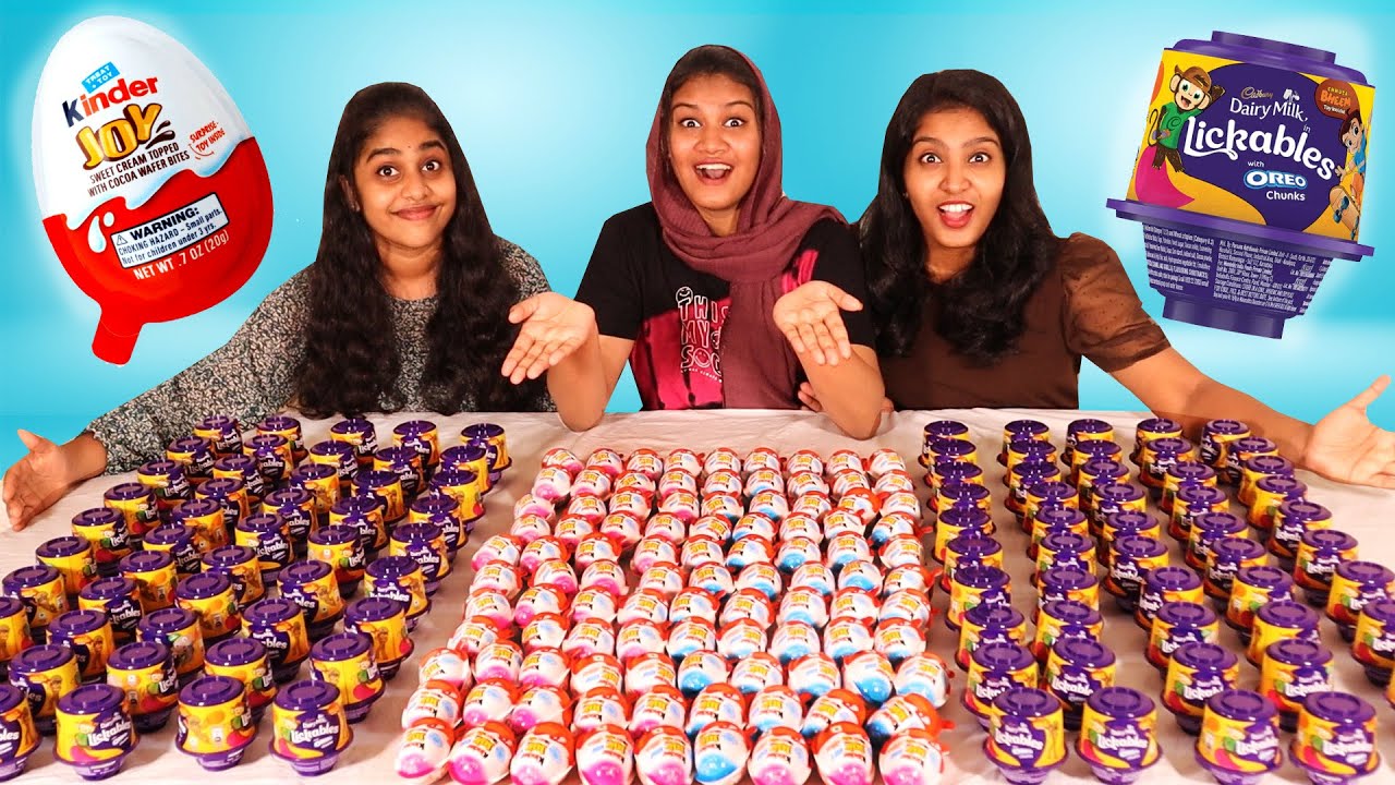 OPENING 100 KINDER JOY Vs 100 DAIRY MILK LICKABLES 🤩 EXCITING TOYS