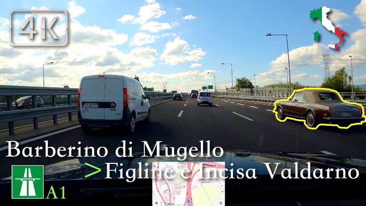 ASMR Highway Drive, Italy [A1 - Barberino del Mugello ⩾ Figline e Incisa Valdarno] | 16:30 | ⛅