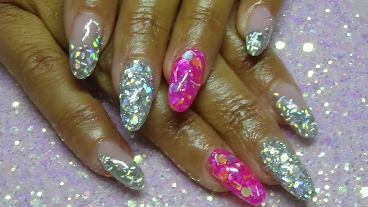 Full on glitter acrylic nails (BLING) - YouTube