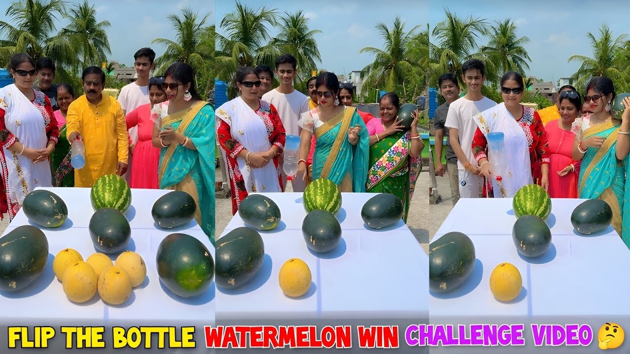 Flip The Bottle  Watermelon Win Challenge Video 🤔 || Funny Video 😛/ SK Challenge Video