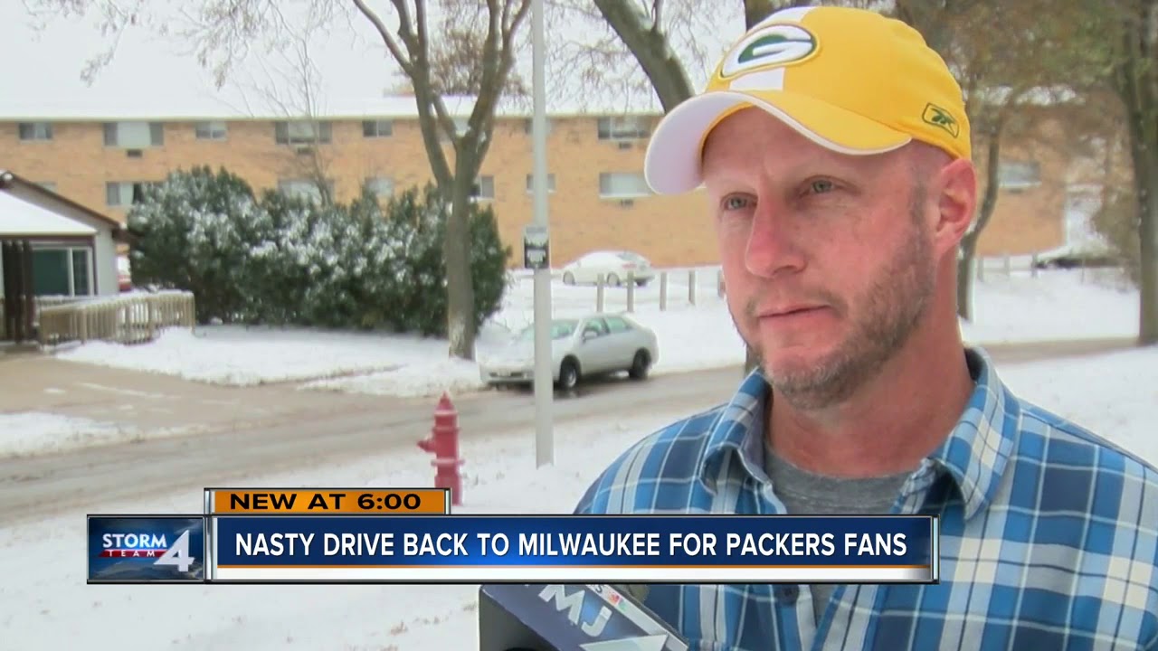 Packers fans deal with treacherous road conditions after the game - YouTube