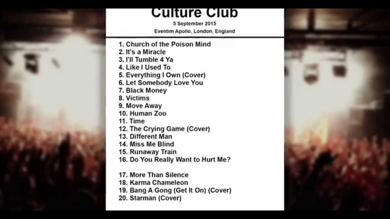 Culture Club Setlist Eventim Apollo London England 5 September