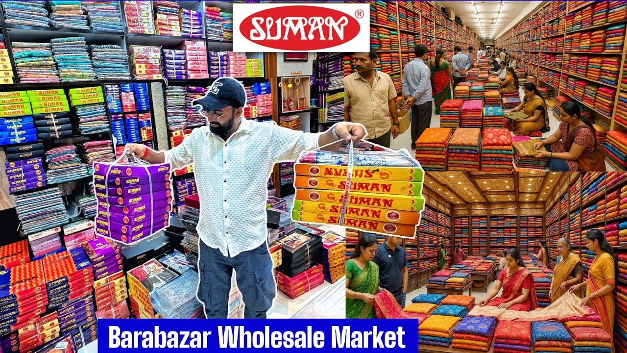 Barabazar Saree Wholesale Market - Biggest Fancy Silk & Cotton Printed Saree Manufacturer in Kolkata