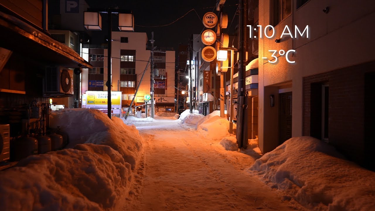 Midnight Deep Japan: Empty Neon Streets (Sunday 1AM) | Kita 24jo, Sapporo [4K] | Quiet Walk #034