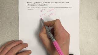 Rewrite equations so all powers have the same base and solve exponential equations Wealth