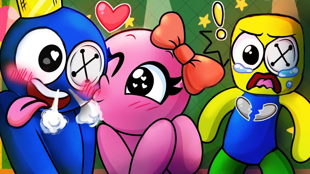 Blue and Pink Falls in LOVE?! Rainbow Friends Animation 