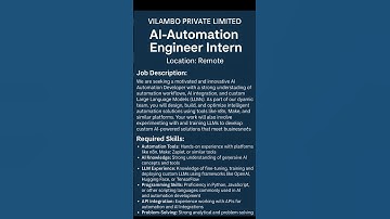 AI-Automation Engineer Internship| #job #internship #itjobs #softwareengineer #ai