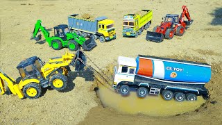 Jcb 3Dx Fully Loading Sand Mud Tata Truck Volvo Tipper Lorry Truck Accident Pulling Jcb Car ? Cs Toy