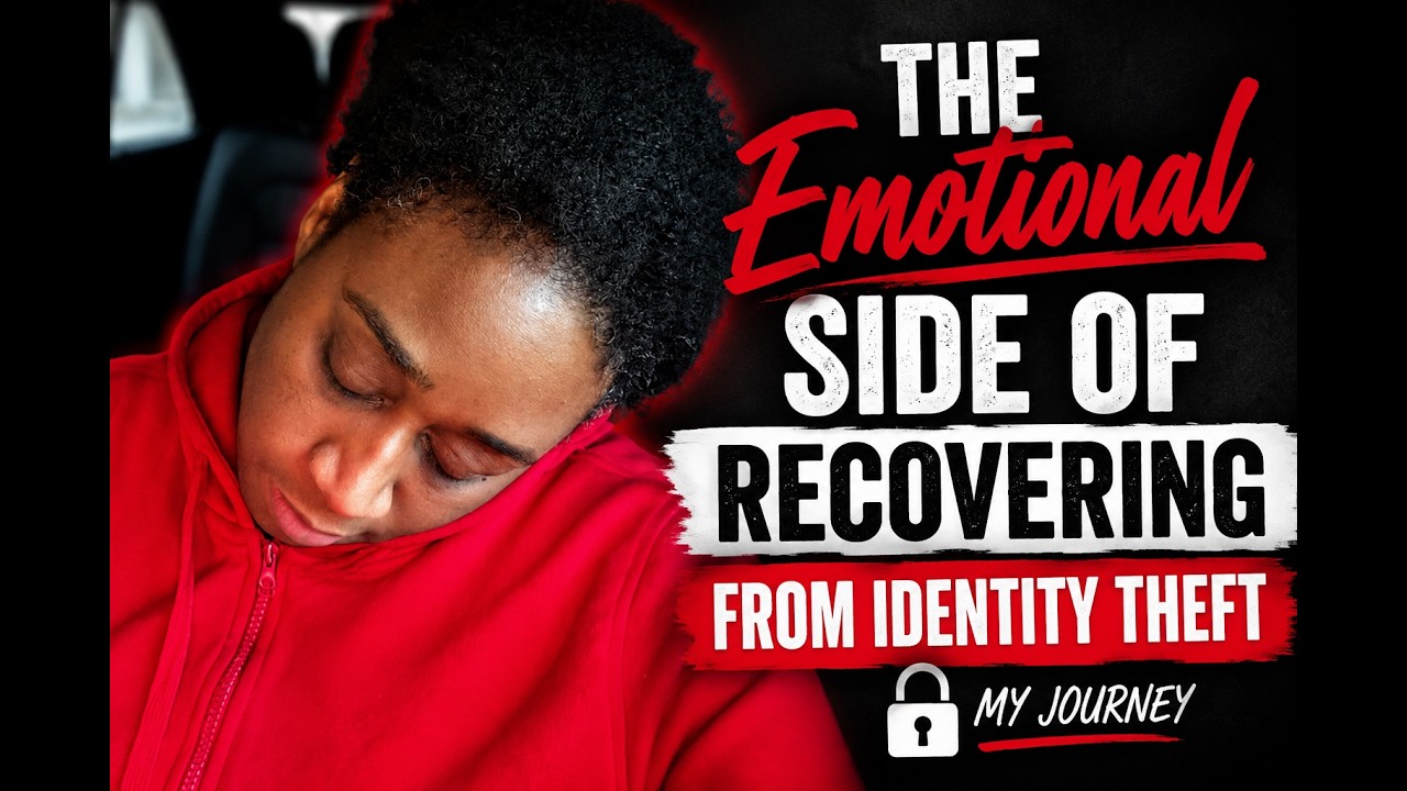 Woman sharing her personal identity theft recovery journey and discussing the emotional impact of recovering from compromised accounts.