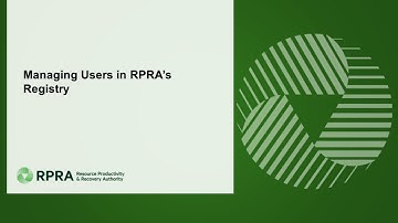 Managing Users in RPRA’s Registry