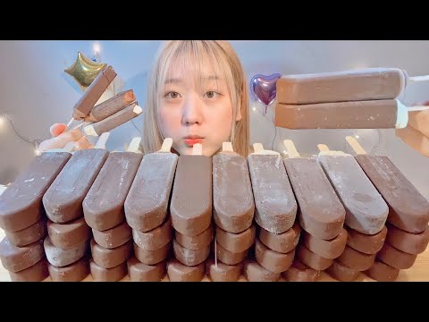 ASMR パキシエル40本❗️ Crispy Chocolate Ice Cream【日本語字幕】【咀嚼音/ Mukbang/ Eating Sounds】