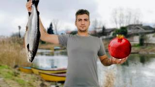 GRILLED FISH with Pomegranate Sauce | Cooking in rural