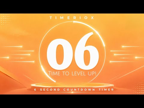 6 Second Countdown Timer with Sound Effects | Orange Aesthetic Gradient Theme Countdown Timer HD