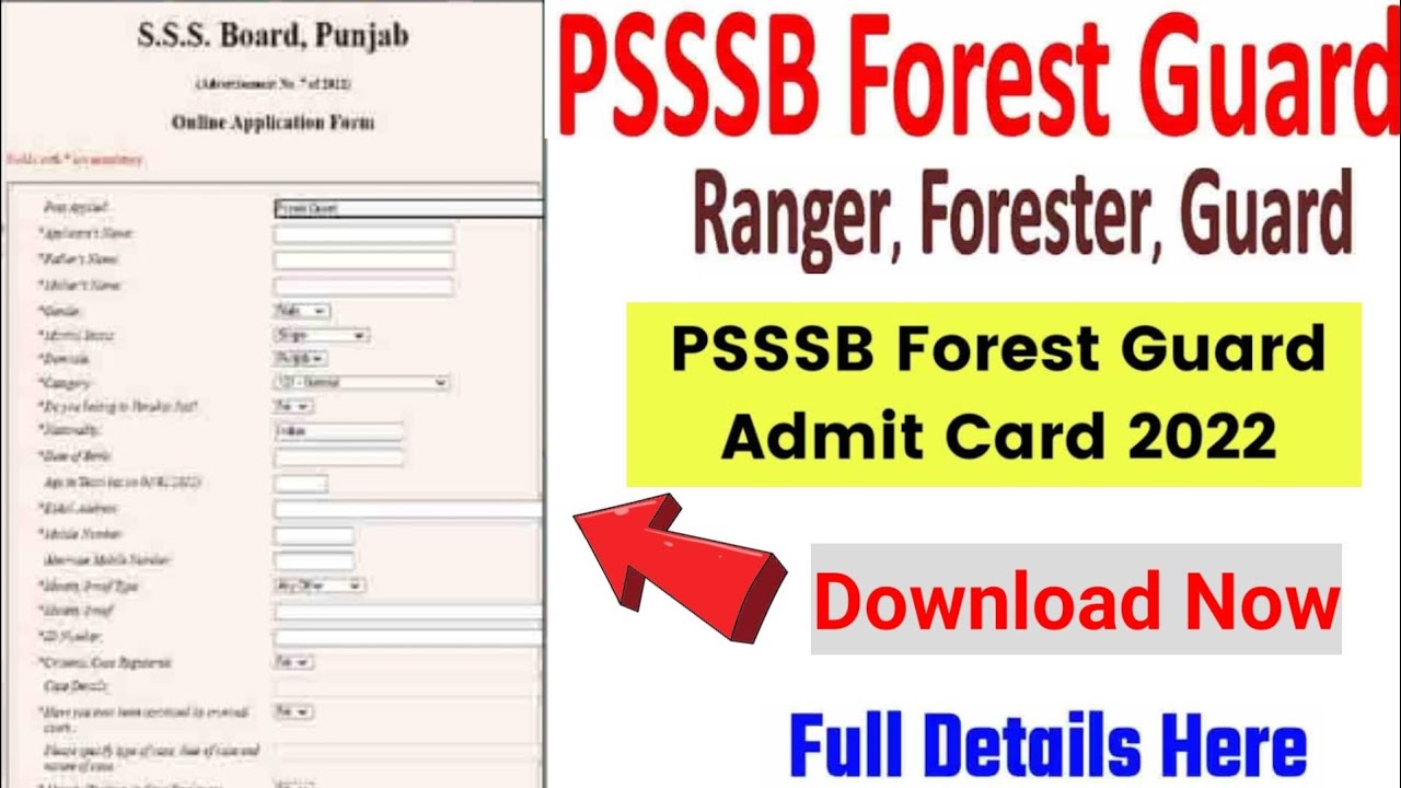 PSSSB forest guard admit card Download now 2022 Ranger,Forest & Guard