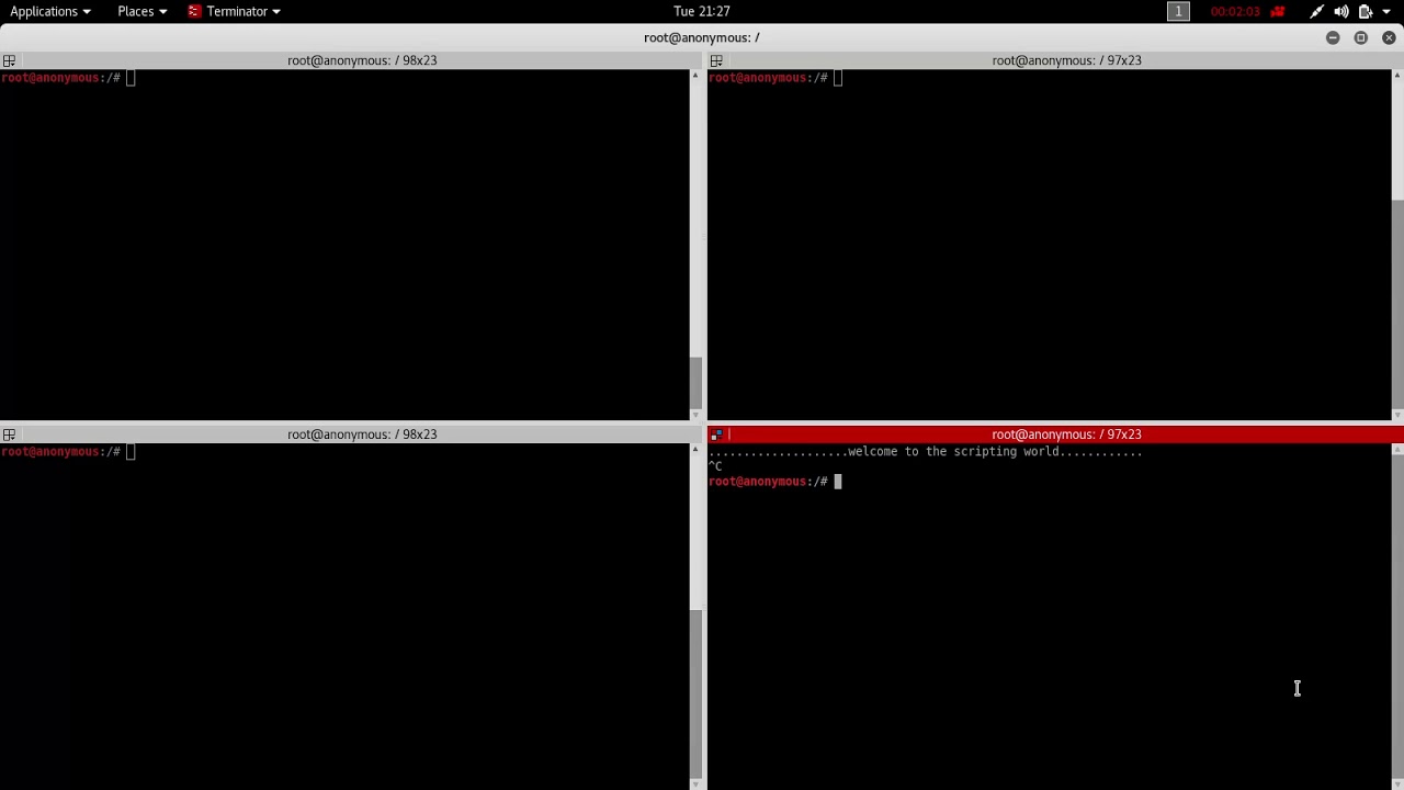 split window using terminator in kali linux - YouTube