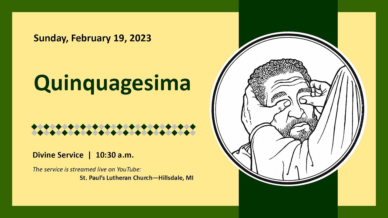 Quinquagesima Sunday February 19, 2023 YouTube