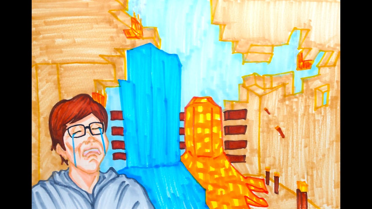 マインクラフト 家が大火事 お宝消滅 のヒカキンさん描いてみた マインクラフト 家が大火事 お宝消滅 のヒカキンさん描いてみた