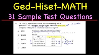 GED and HISET Math: 31 Sample Test Questions